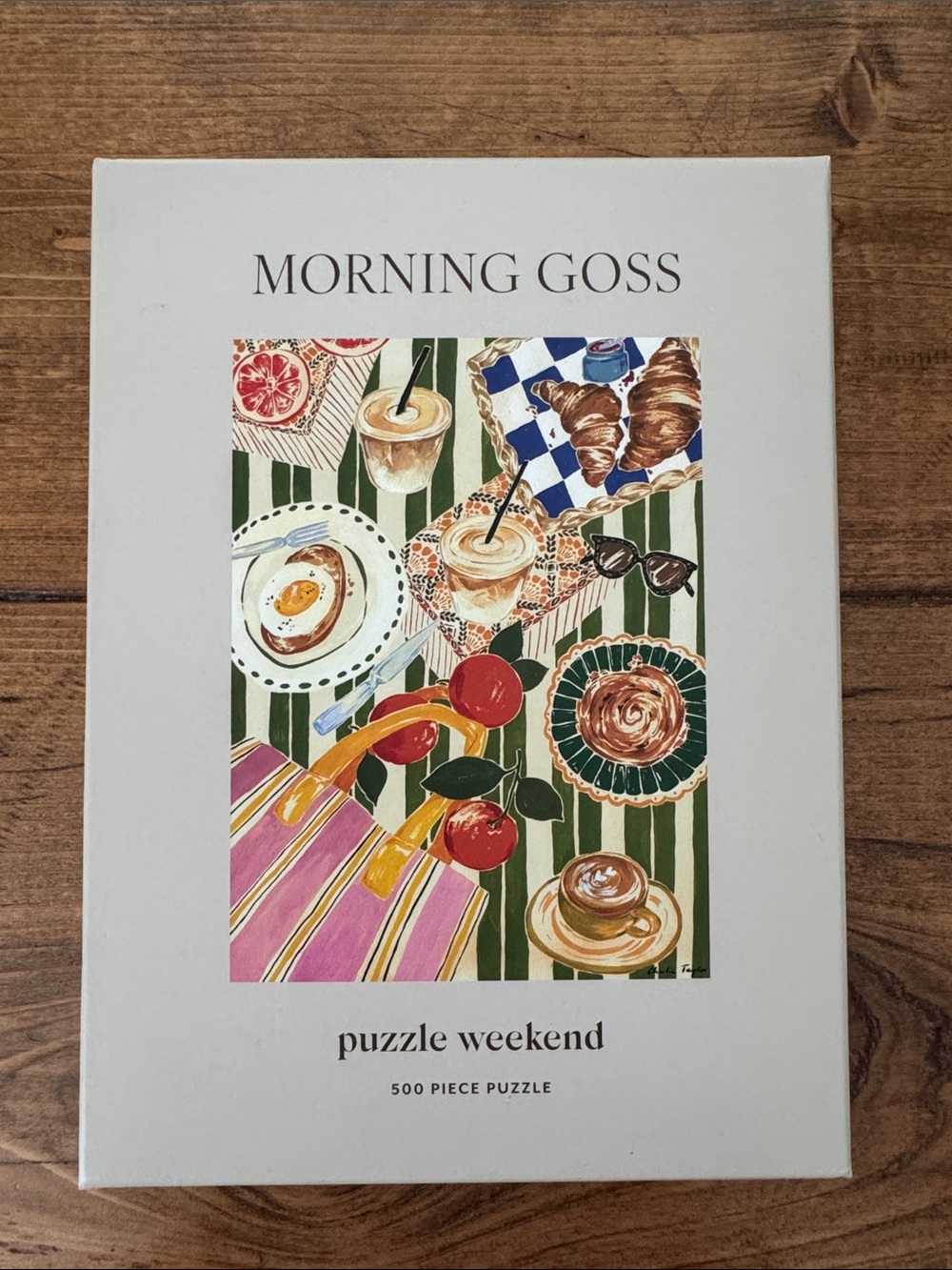 500-Piece Puzzle — Pink & Green Breakfast Illustration